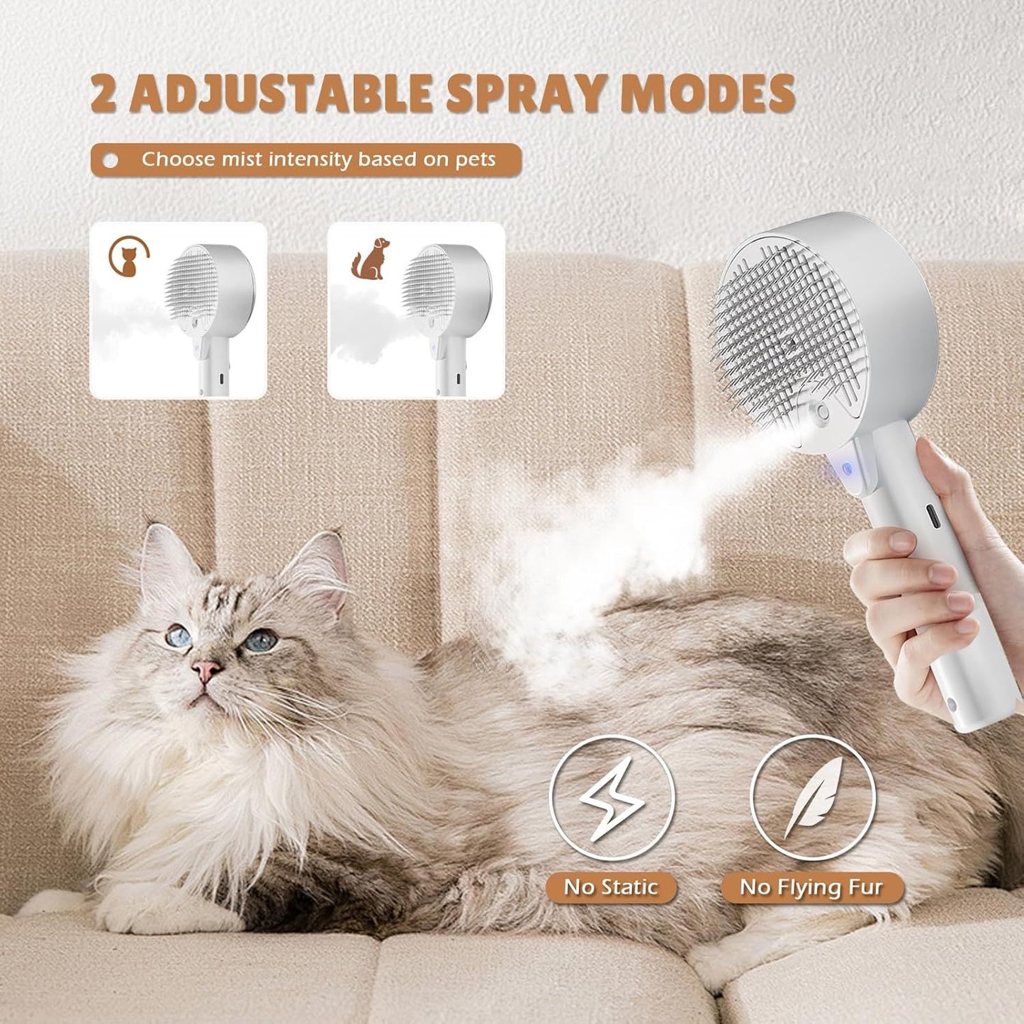 Cat Steam Brush for Shedding – Defur & Grooming Comb for Cats & Dogs