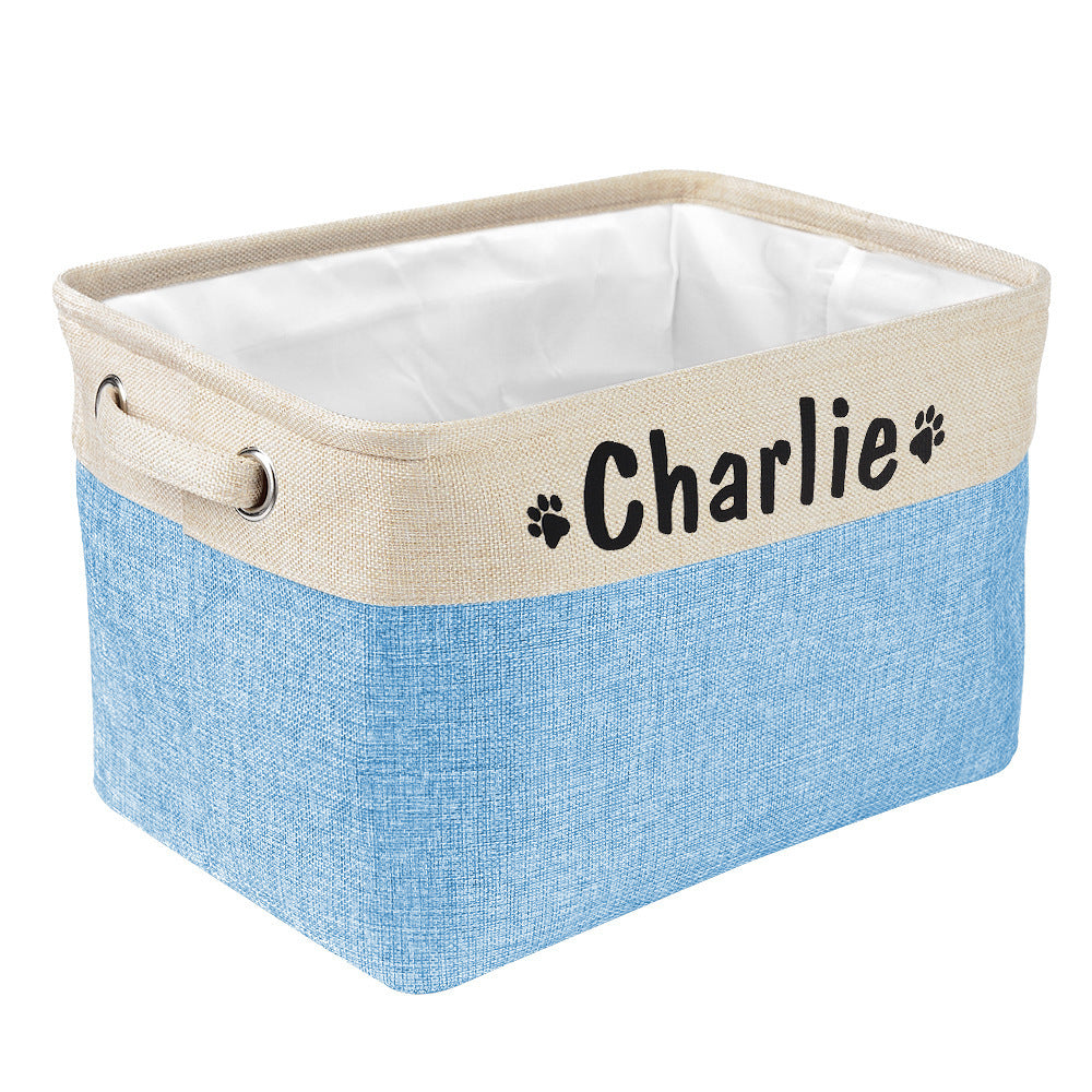 Personalized Pet Dog Toy Storage Basket - Canvas Foldable Bag