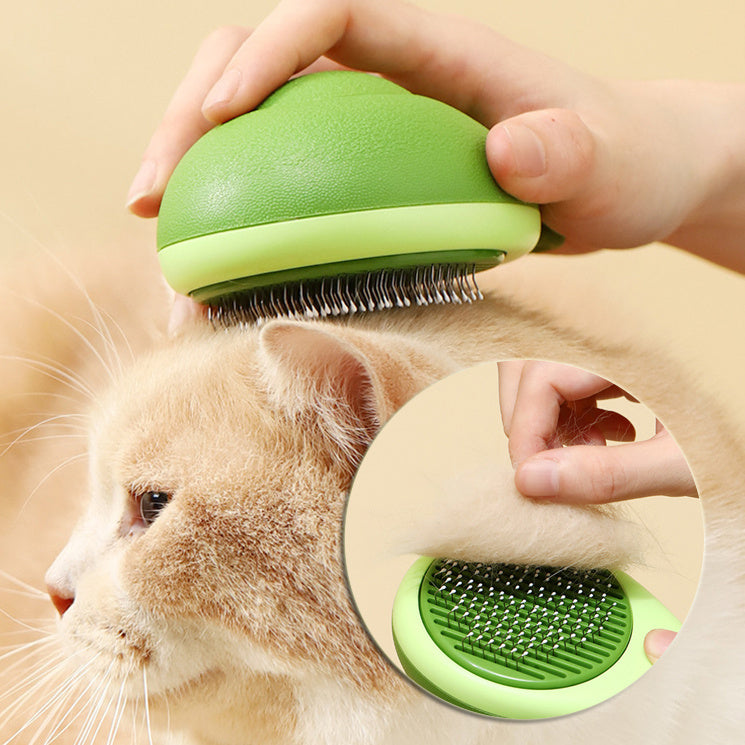 Avocado Shaped Cat Brush Hair Remover – Stainless Steel Needle Grooming Tool for Cats & Dogs