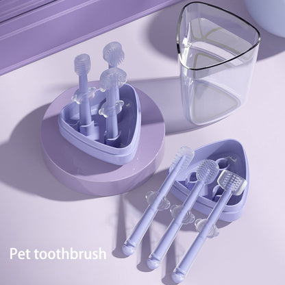 Pet Toothbrush – Purple Silica Gel Brush for Cats & Dogs, Tartar & Bad Breath Care