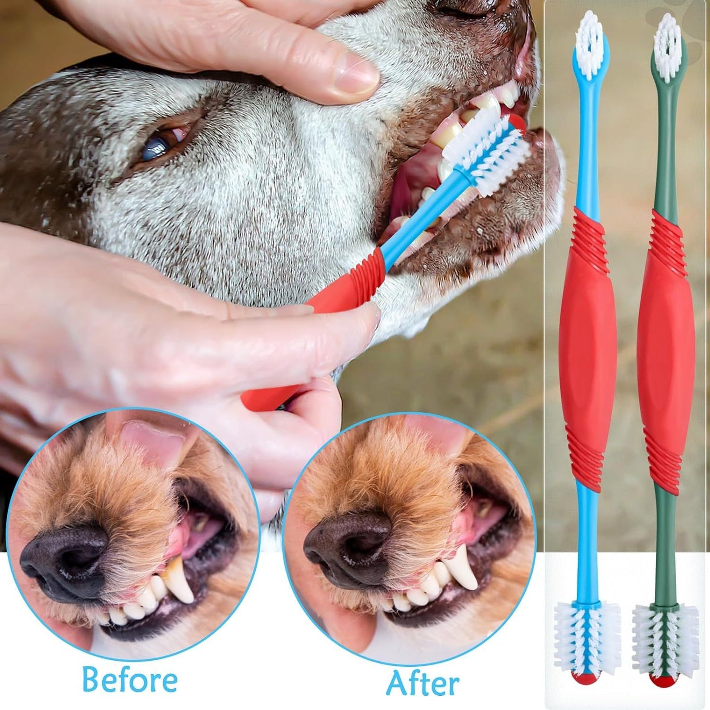 Dual-Headed 360° Dog Toothbrush - Pet Oral Care for Dogs, Cats, and Small Pets