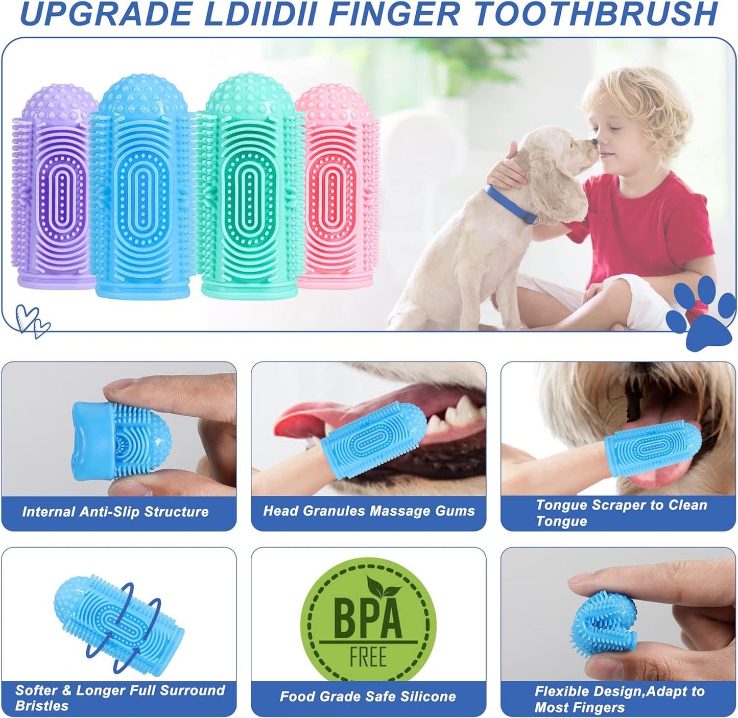 Dog Toothbrush Kit – Finger Toothbrush for Dog Teeth Cleaning & Dental Care