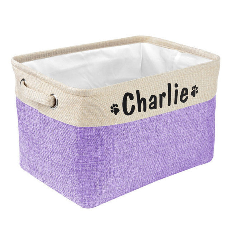 Personalized Pet Dog Toy Storage Basket - Canvas Foldable Bag