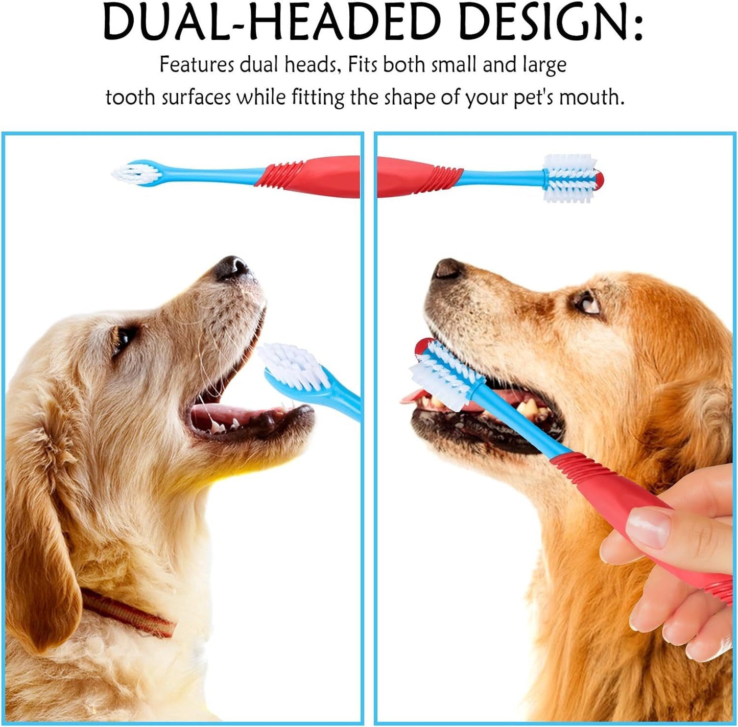 Dual-Headed 360° Dog Toothbrush - Pet Oral Care for Dogs, Cats, and Small Pets