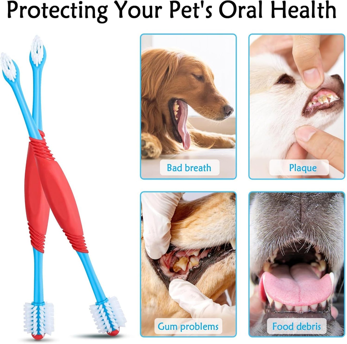 Dual-Headed 360° Dog Toothbrush - Pet Oral Care for Dogs, Cats, and Small Pets