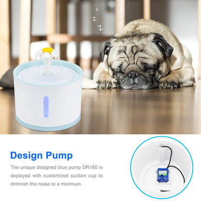 2.4L Automatic Pet Water Fountain with LED - Electric USB Drinker for Cats & Dogs