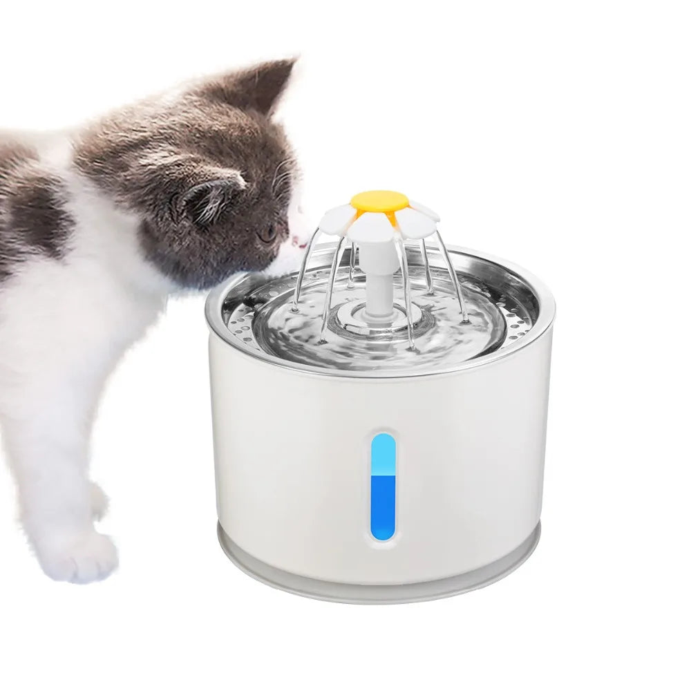 2.4L Automatic Pet Water Fountain with LED - Electric USB Drinker for Cats & Dogs