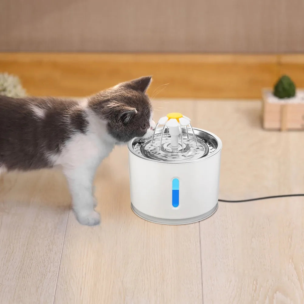 2.4L Automatic Pet Water Fountain with LED - Electric USB Drinker for Cats & Dogs