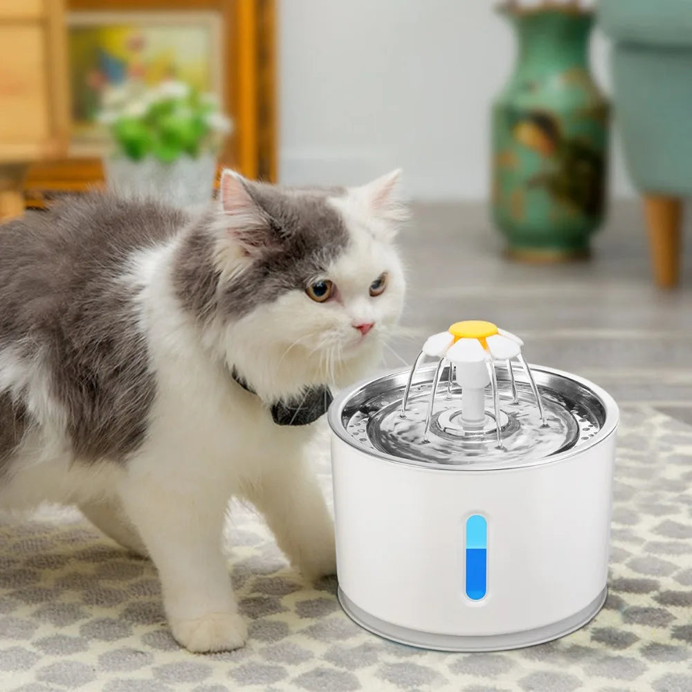 2.4L Automatic Pet Water Fountain with LED - Electric USB Drinker for Cats & Dogs