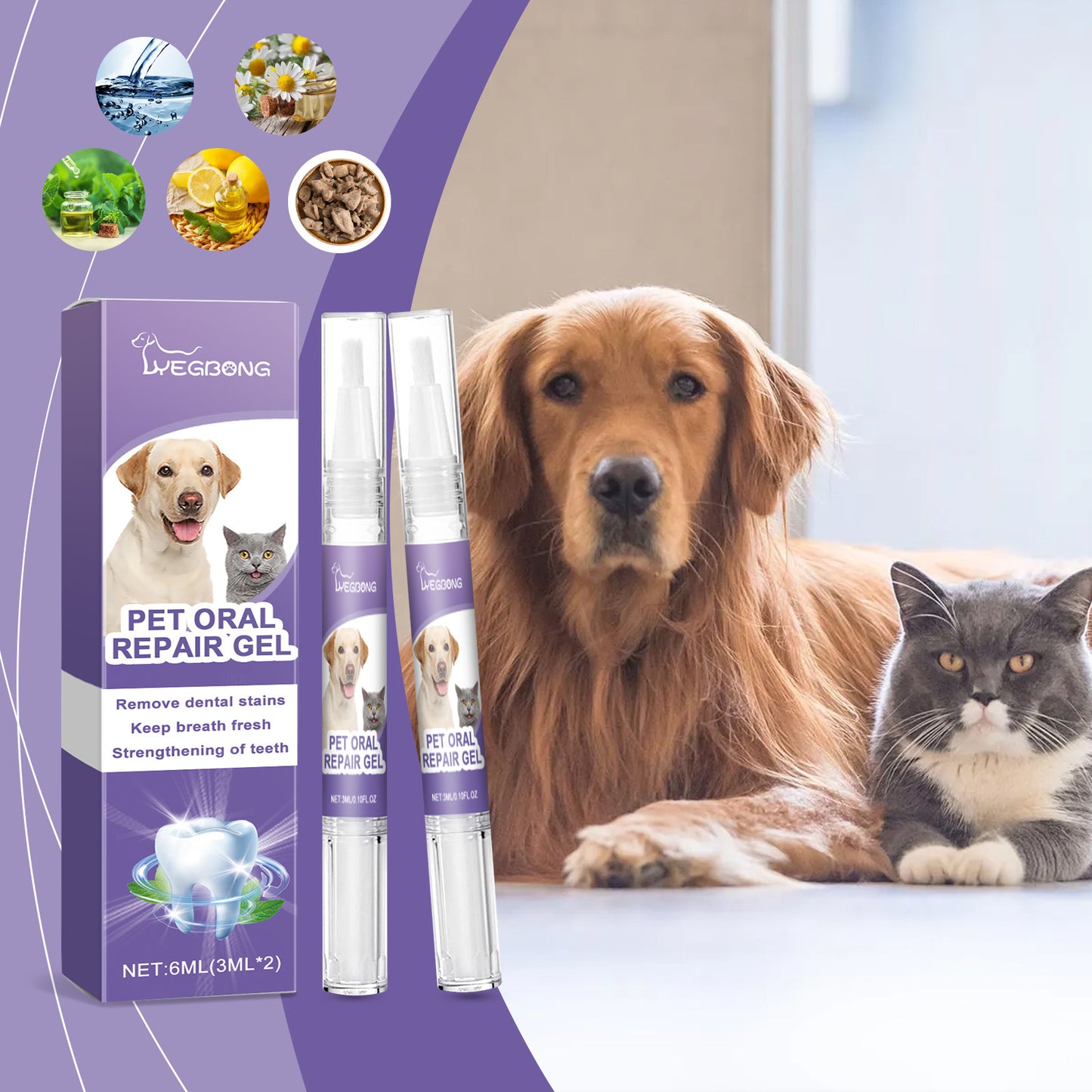 2pcs 3ml Pet Teeth Cleaning Gel - Fresh Breath, Tooth Whitening, Tartar Removal, Oral Care, Teeth Repairing Dog Dental Pen