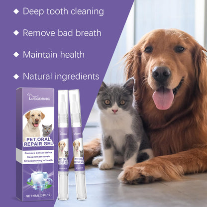 2pcs 3ml Pet Teeth Cleaning Gel - Fresh Breath, Tooth Whitening, Tartar Removal, Oral Care, Teeth Repairing Dog Dental Pen