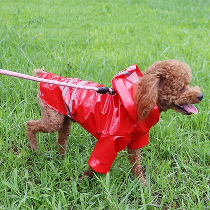 Reflective, waterproof, and snowproof dog raincoat in a cape poncho style, perfect for small pets like Chihuahuas, Bulldogs, and cats.