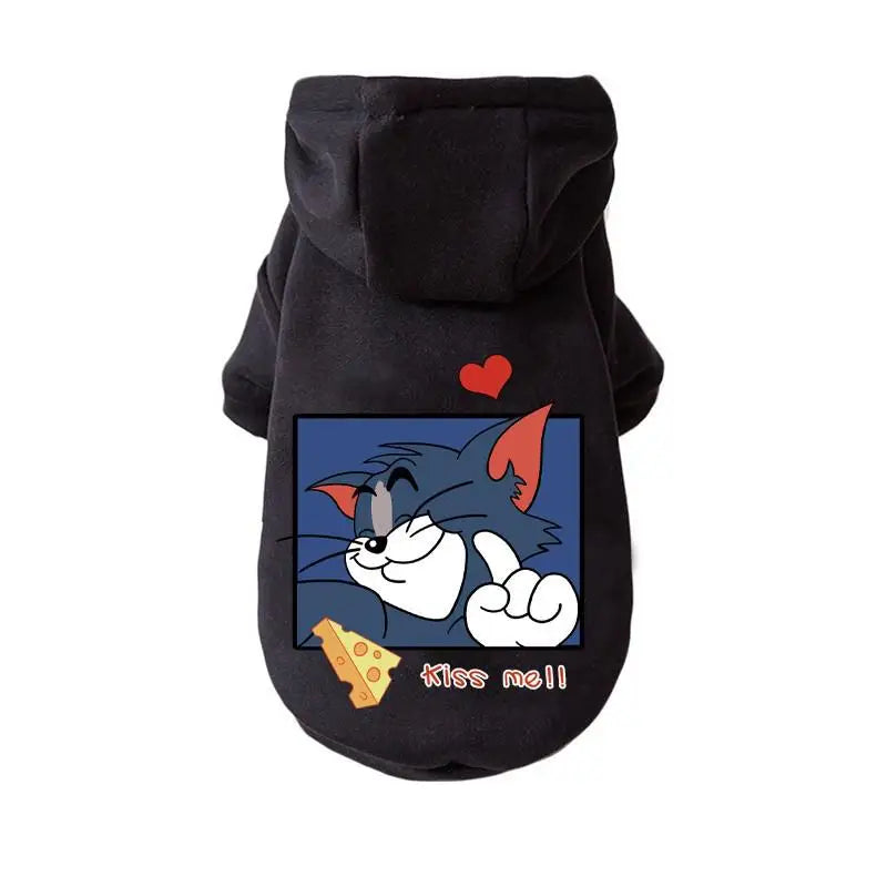 Cute Cartoon Cat Dogs Hoodie Fleece Warm Winter Pet Dog Clothes For Small Medium Dogs Coats Puppy Pullover Chihuahua Clothing