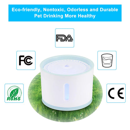 2.4L Automatic Pet Water Fountain with LED - Electric USB Drinker for Cats & Dogs