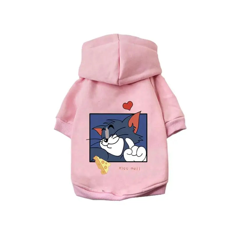 Cute Cartoon Cat Dogs Hoodie Fleece Warm Winter Pet Dog Clothes For Small Medium Dogs Coats Puppy Pullover Chihuahua Clothing