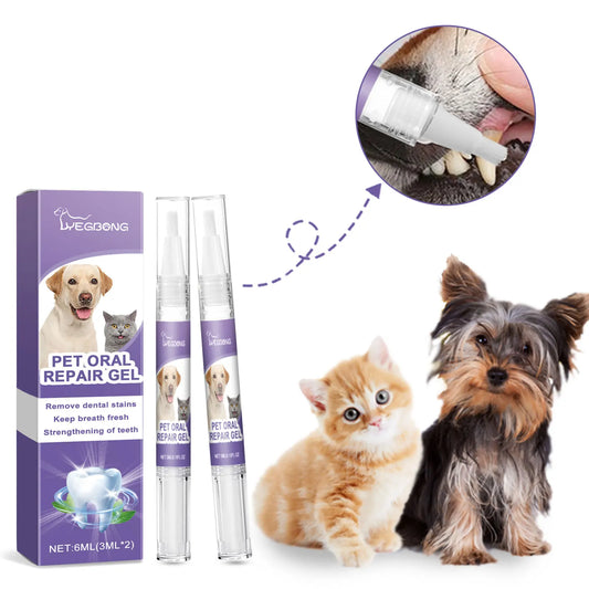 2pcs 3ml Pet Teeth Cleaning Gel - Fresh Breath, Tooth Whitening, Tartar Removal, Oral Care, Teeth Repairing Dog Dental Pen