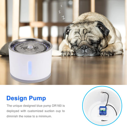 2.4L Automatic Pet Water Fountain with LED - Electric USB Drinker for Cats & Dogs