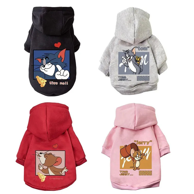 Cute Cartoon Cat Dogs Hoodie Fleece Warm Winter Pet Dog Clothes For Small Medium Dogs Coats Puppy Pullover Chihuahua Clothing