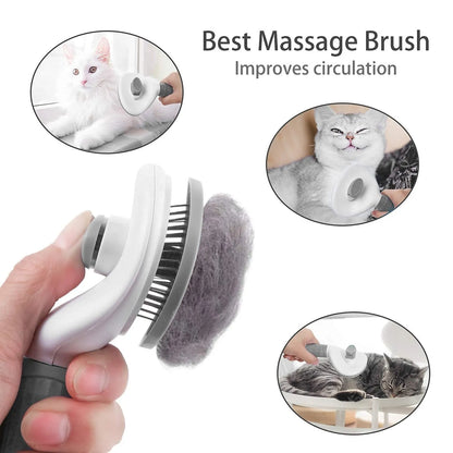 Pet Dog Brush & Cat Comb - Self Cleaning Grooming Tool