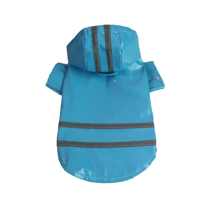 Reflective, waterproof, and snowproof dog raincoat in a cape poncho style, perfect for small pets like Chihuahuas, Bulldogs, and cats.