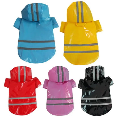 Reflective, waterproof, and snowproof dog raincoat in a cape poncho style, perfect for small pets like Chihuahuas, Bulldogs, and cats.