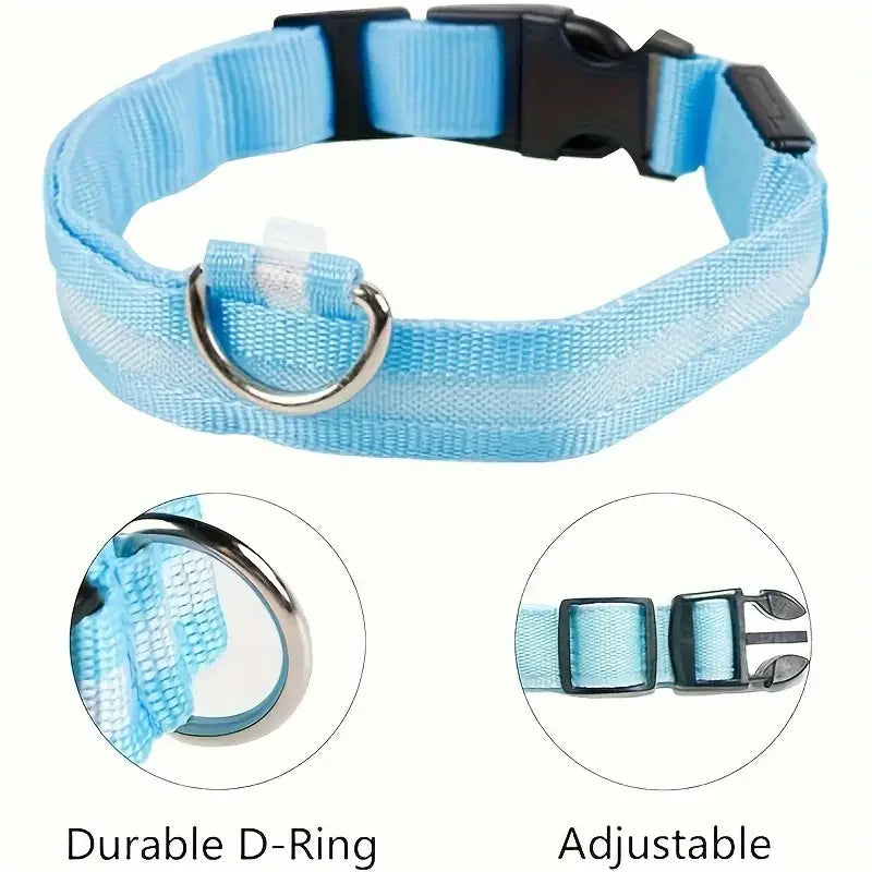 Nylon LED Night Safety Flashing Glow-in-the-Dark Dog Leash & Collar