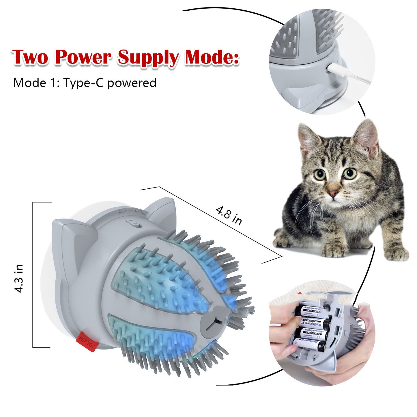 Electric Pet Cat Brush & LED Toy Massager – Essential Pet Care Tool