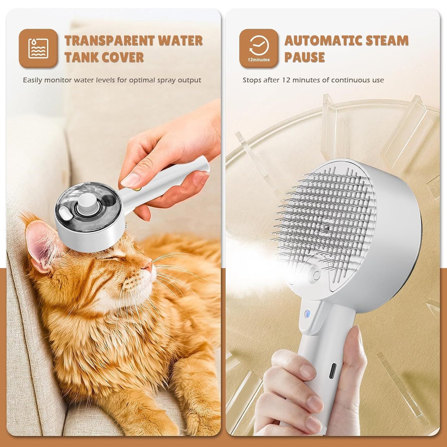 Cat Steam Brush for Shedding – Defur & Grooming Comb for Cats & Dogs