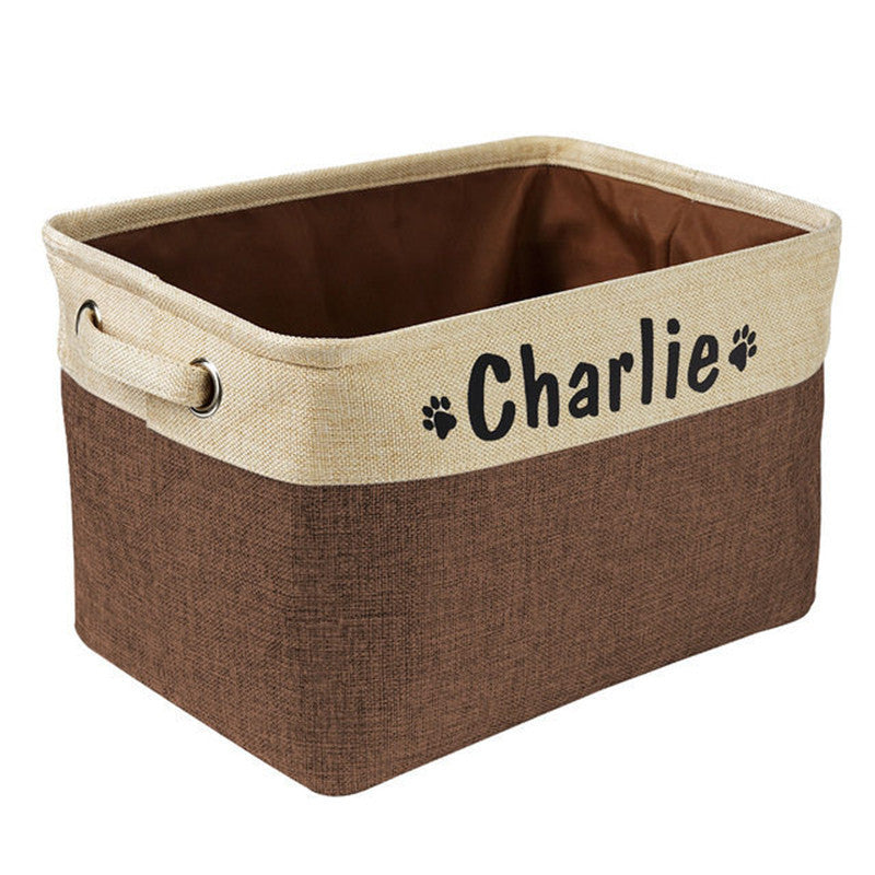 Personalized Pet Dog Toy Storage Basket - Canvas Foldable Bag